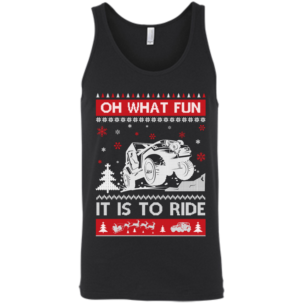 Jeep Sweater Christmas Oh What Fun It Is To Ride-T-Shirt & Hoodie-Unisex Tank-Black