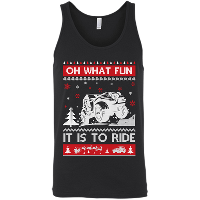 Jeep Sweater Christmas Oh What Fun It Is To Ride-T-Shirt & Hoodie-Unisex Tank-Black