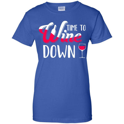 Time To Wine Down Funny Drinking Wine-T-Shirt & Tank Top-Women's T-Shirt-Royal