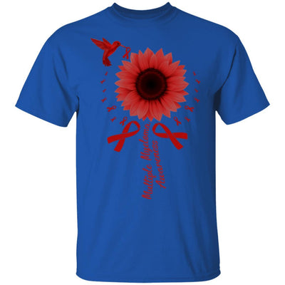 Hummingbird Sunflower Burgundy Multiple Myeloma Awareness-T-Shirt & Hoodie-Classic T-Shirt-Royal