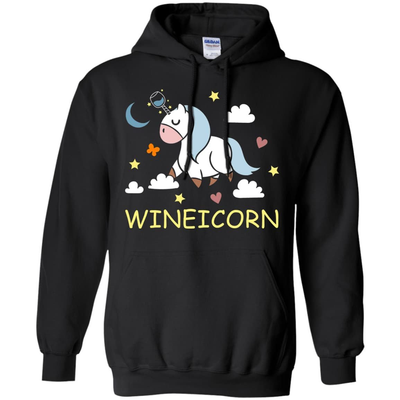 Funny Wine Unicorn Wineicorn-T-Shirt & Hoodie-Pullover Hoodie-Black