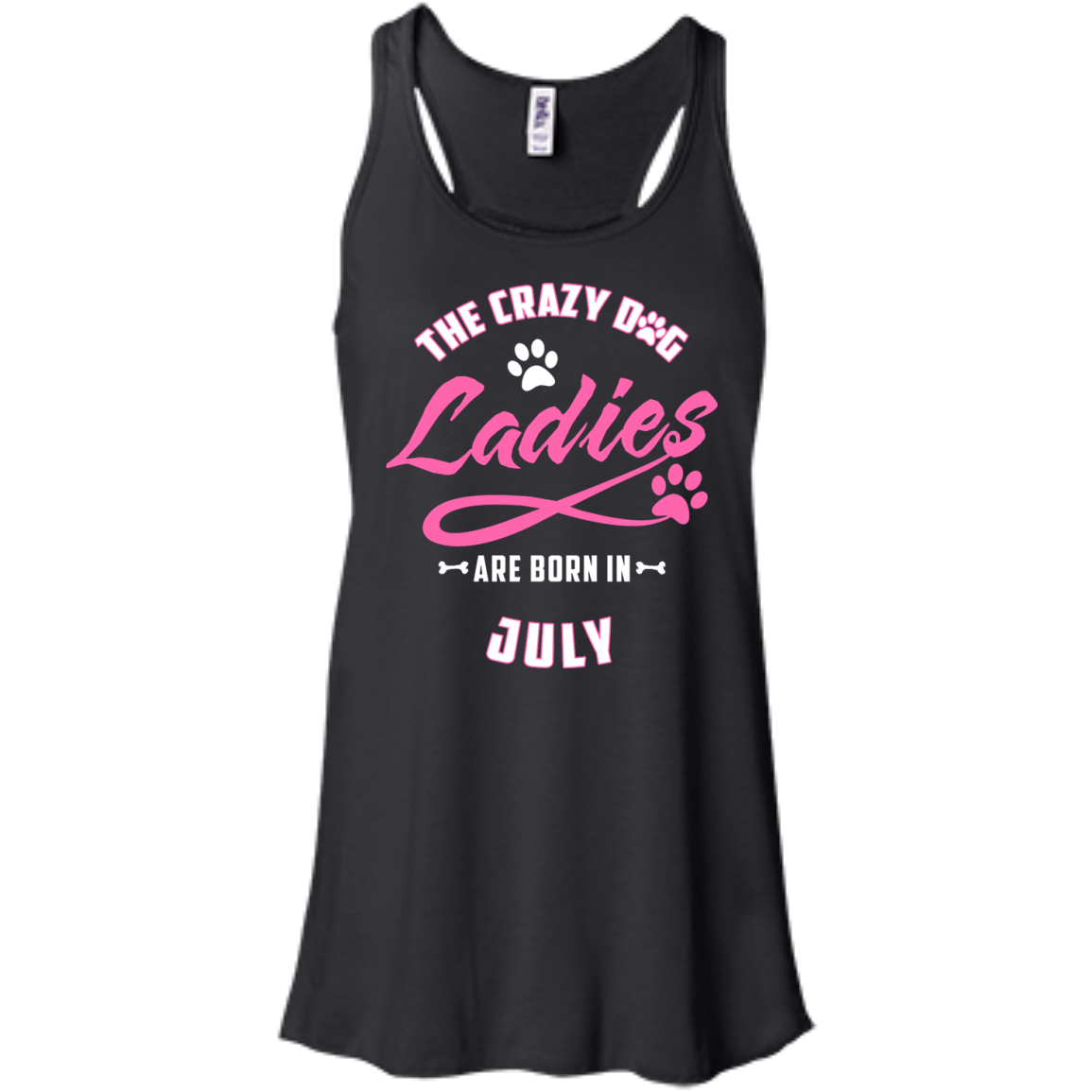 The Crazy Dog Ladies Are Born In July-T-Shirt & Hoodie-Women's Flowy Racerback Tank-Black