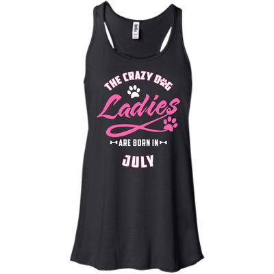 The Crazy Dog Ladies Are Born In July-T-Shirt & Hoodie-Women's Flowy Racerback Tank-Black