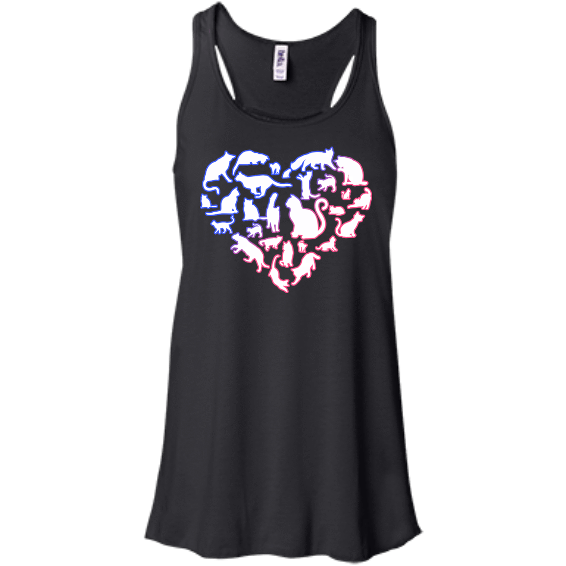 I Love My Cat Love Cats-T-Shirt & Hoodie-Women's Flowy Racerback Tank-Black