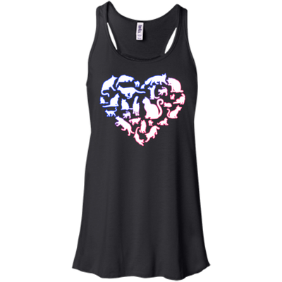 I Love My Cat Love Cats-T-Shirt & Hoodie-Women's Flowy Racerback Tank-Black