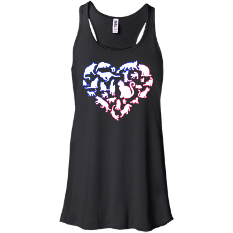 I Love My Cat Love Cats-T-Shirt & Hoodie-Women's Flowy Racerback Tank-Black