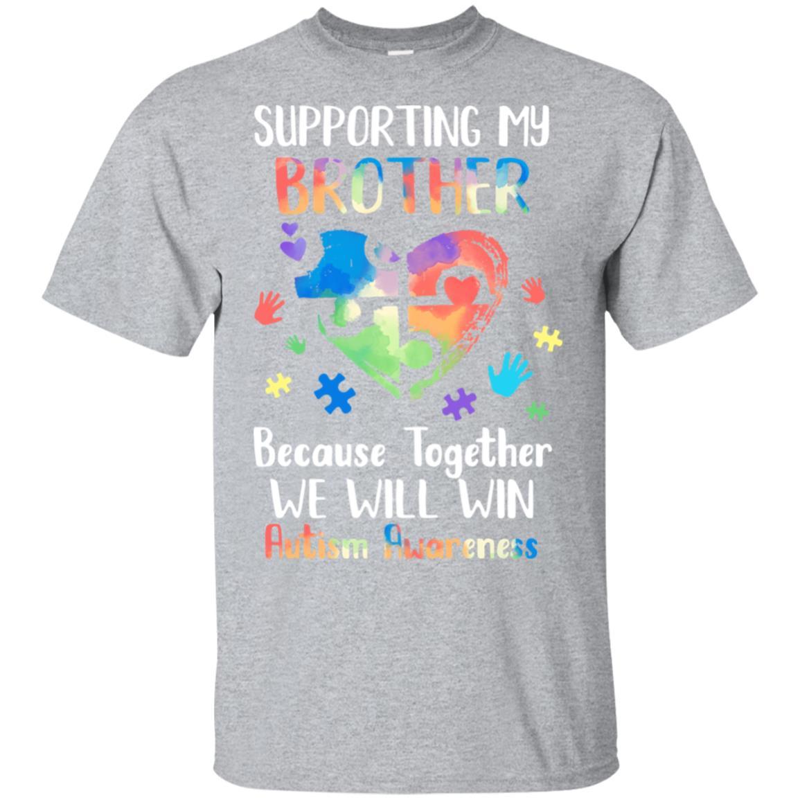 Supporting My Brother Puzzle Autism Awareness Month-T-Shirt & Hoodie-Classic T-Shirt-Sport Grey