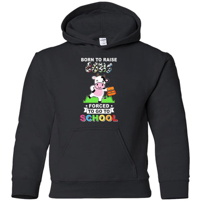 Born To Raise Cow Forced To Go To School Youth-Youth Shirt-Youth Pullover Hoodie-Black