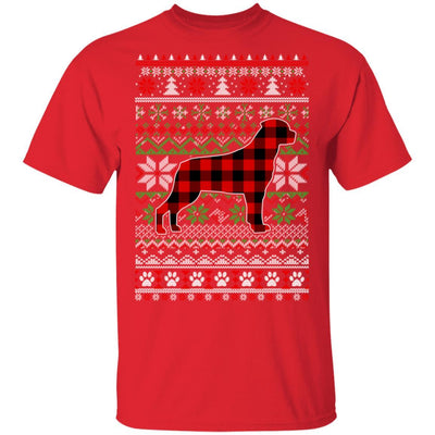 Rottweiler Red Plaid Ugly Christmas Sweater Gifts-T-Shirt & Sweatshirt-Classic T-Shirt-Red