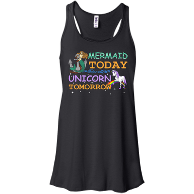 Mermaid Today Unicorn Tomorrow-T-Shirt & Hoodie-Women's Flowy Racerback Tank-Black