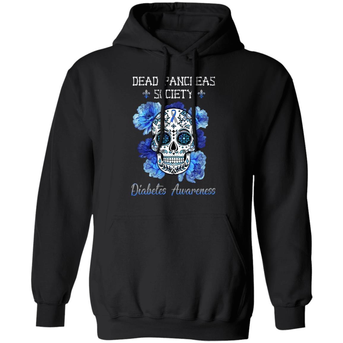 Dead Pancreas Society Sugar Skull Diabetes Awareness-T-Shirt & Hoodie-Pullover Hoodie-Black