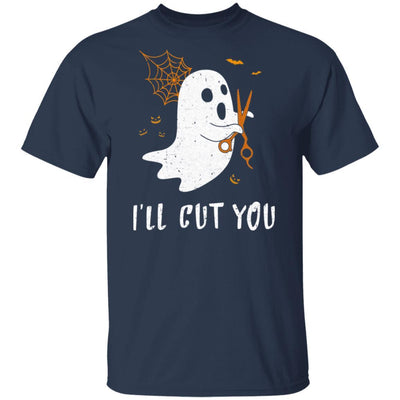 Halloween Boo Ghost I'll Cut You Barber Costume-T-Shirt & Hoodie-Classic T-Shirt-Navy