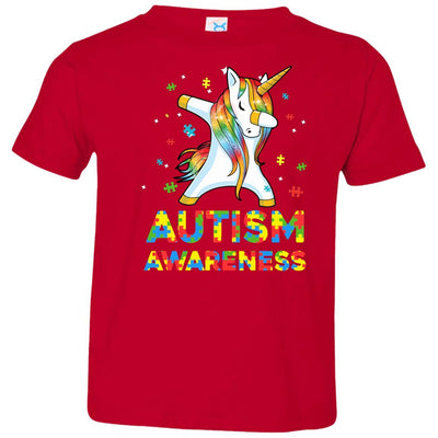 Dabbing Unicorn Puzzle Autism Awareness For Girls Youth-Youth Shirt-Toddler T-Shirt-Red