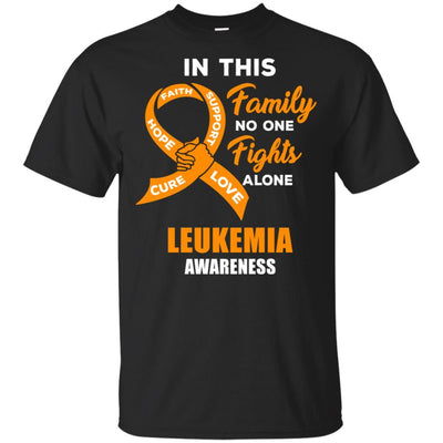 In This Family No One Fights Alone Leukemia Awareness-T-Shirt & Hoodie-Classic T-Shirt-Black