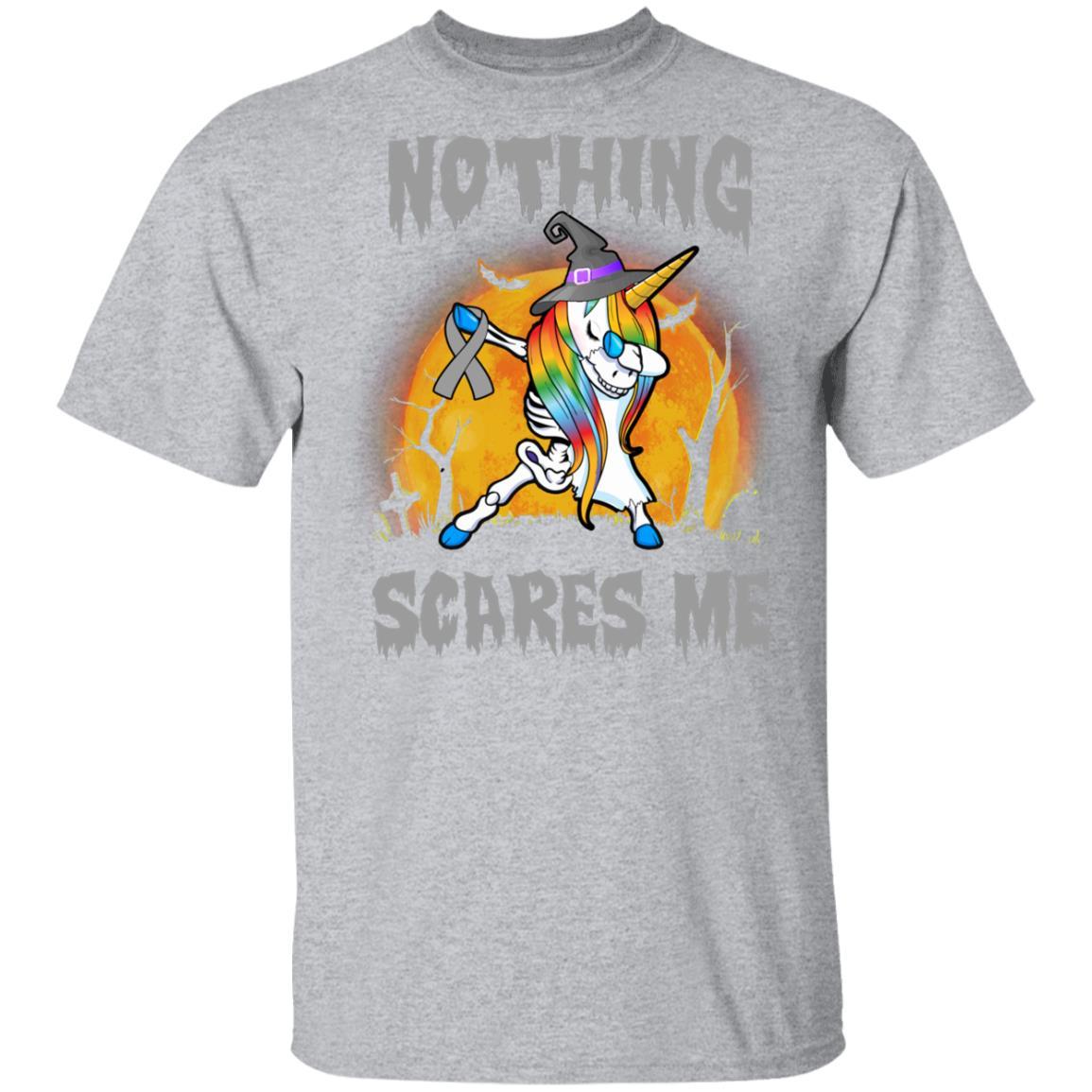 Brain Cancer Dabbing Unicorn Skeleton Halloween Youth-Youth Shirt-Youth T-Shirt-Sport Grey