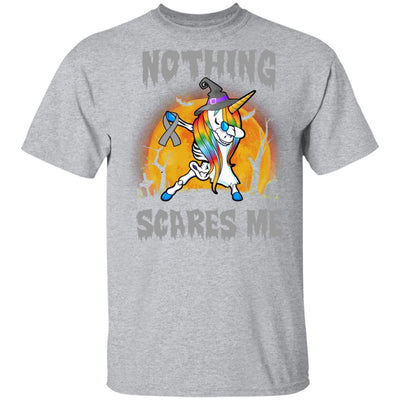 Brain Cancer Dabbing Unicorn Skeleton Halloween Youth-Youth Shirt-Youth T-Shirt-Sport Grey
