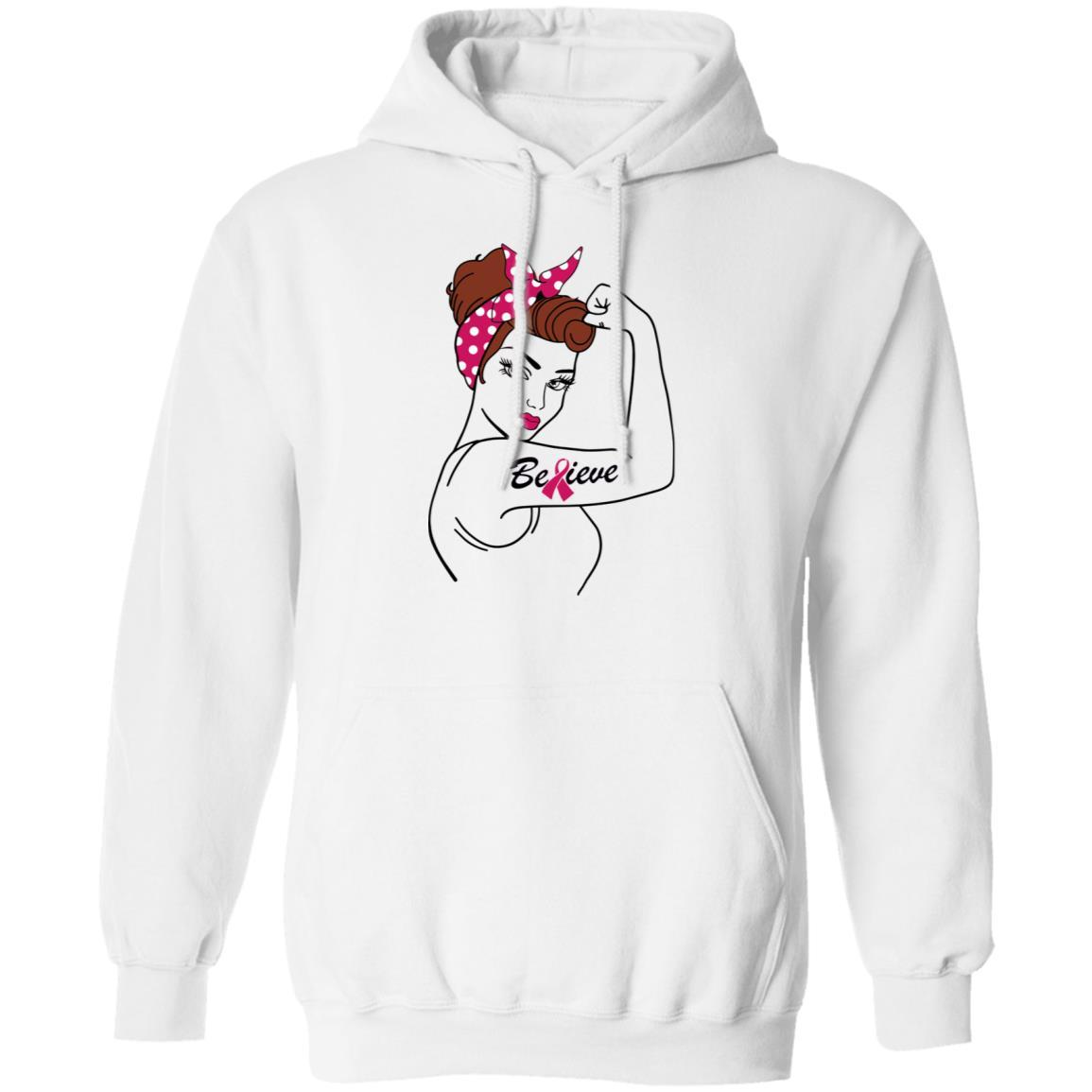 Support Multiple Myeloma Awareness Warrior Believe-T-Shirt & Hoodie-Pullover Hoodie-White