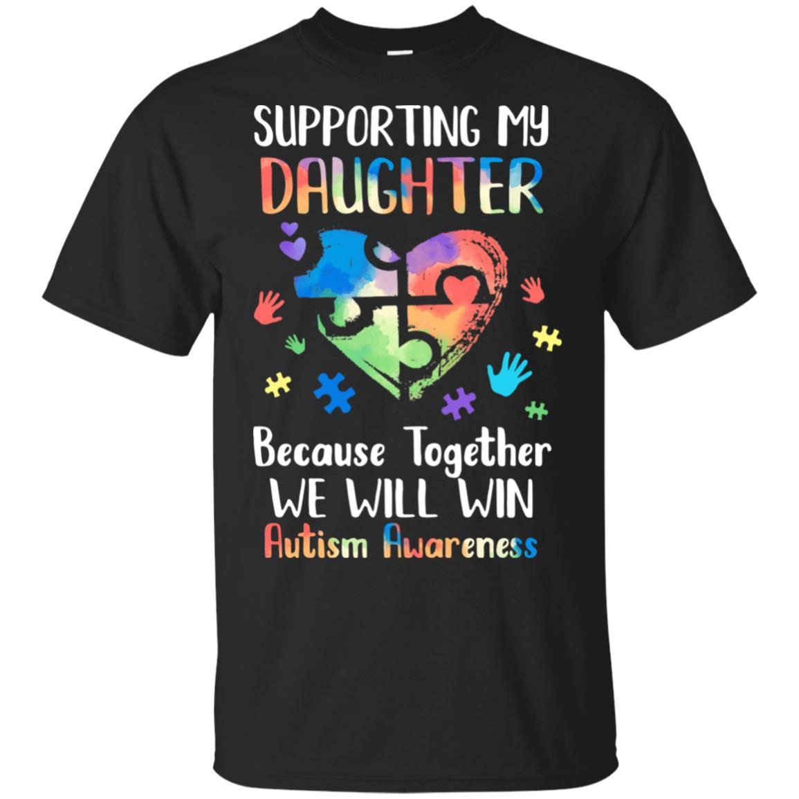 Supporting My Daughter Puzzle Autism Awareness Month-T-Shirt & Hoodie-Classic T-Shirt-Black