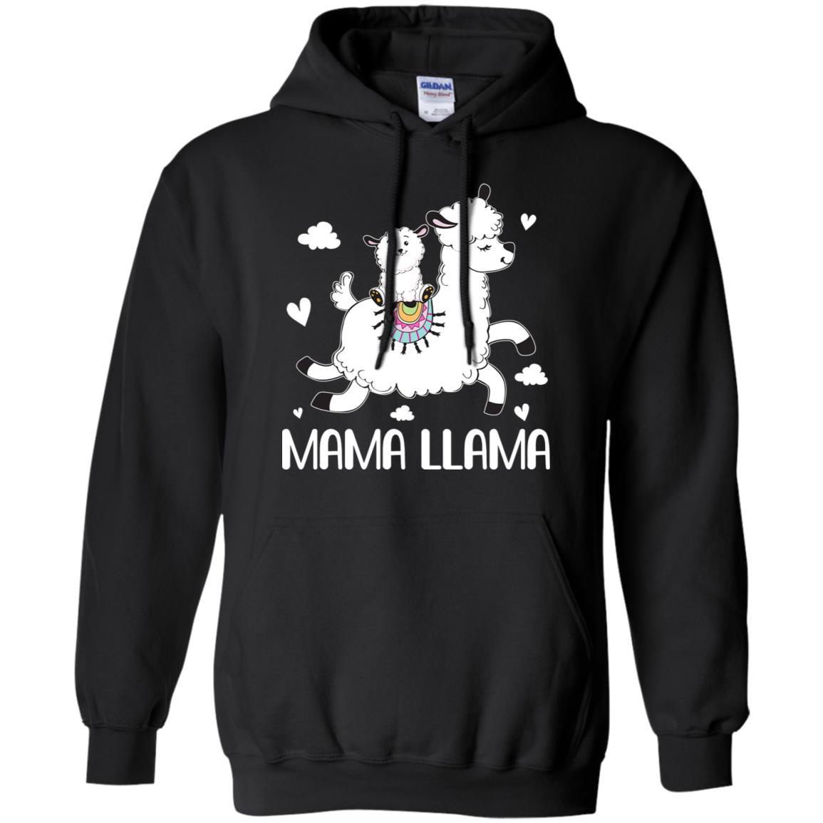 Mama Llama Cute Mother's Day Gift For Mom-T-Shirt & Hoodie-Pullover Hoodie-Black