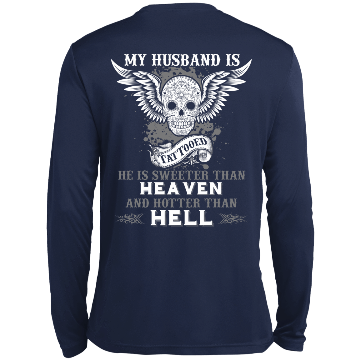 My Husband Is Tattooted-T-Shirt & Hoodie-Long Sleeve T-Shirt-Navy