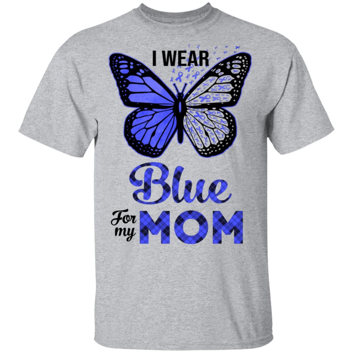 I Wear Blue For My Mom Butterfly Colon Prostate Cancer-T-Shirt & Hoodie-Classic T-Shirt-Sport Grey