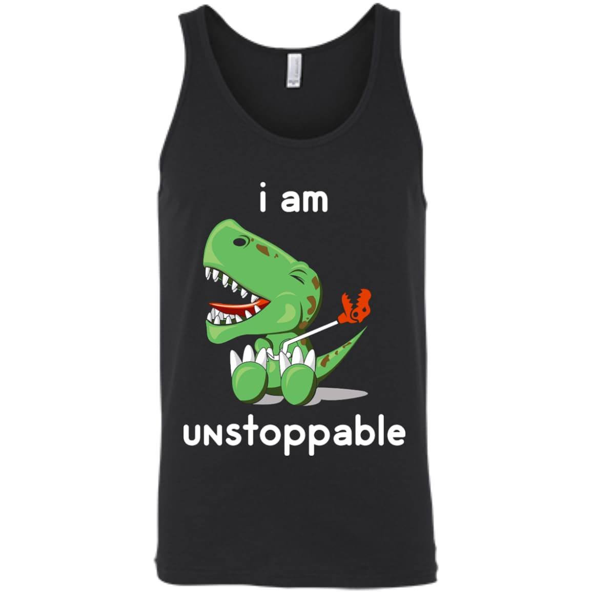 I Am Unstoppable Funny T-Rex Dinosaur-T-Shirt & Hoodie-Unisex Tank-Black