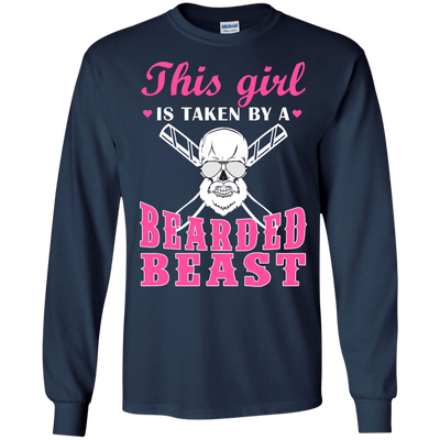 This Girl Is Taken By A Bearded Beast-T-Shirt & Hoodie-Long Sleeve T-Shirt-Navy