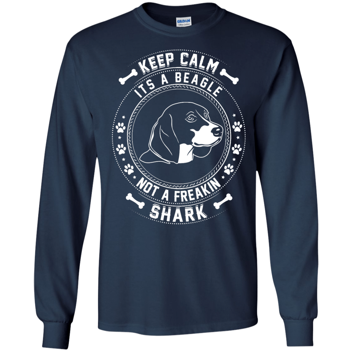Keep Calm It's A Beagle Not A Freaking Shark-T-Shirt & Hoodie-Long Sleeve T-Shirt-Navy