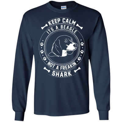 Keep Calm It's A Beagle Not A Freaking Shark-T-Shirt & Hoodie-Long Sleeve T-Shirt-Navy