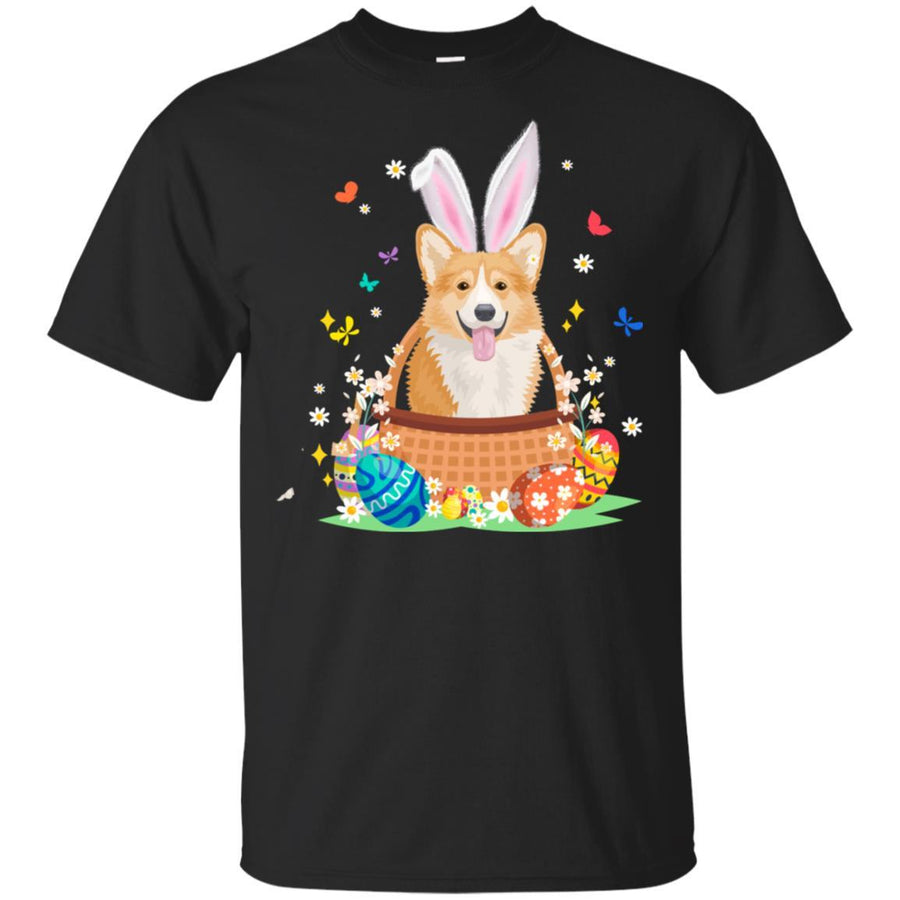 Corgi Bunny Hat Rabbit Easter Eggs-T-Shirt & Hoodie-Classic T-Shirt-Black