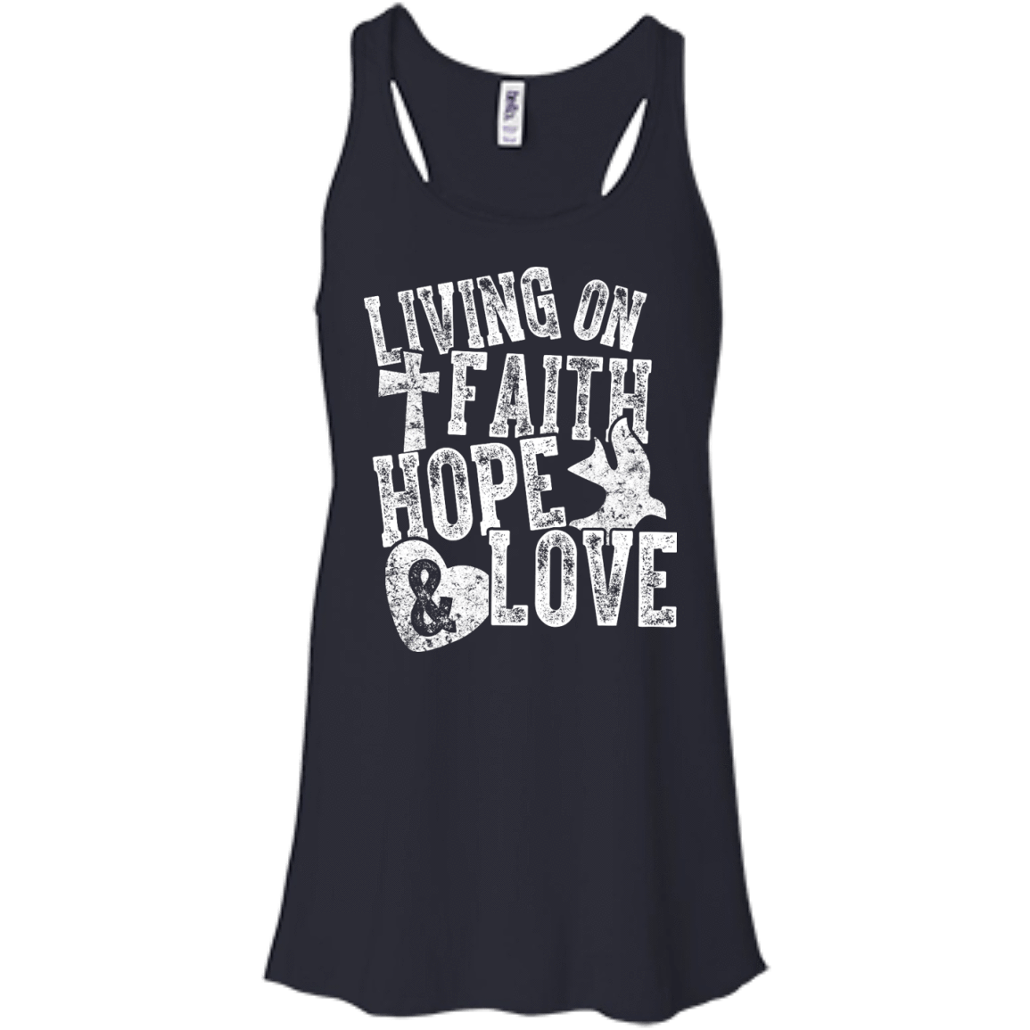 Living on Faith Hope and Love-T-Shirt & Hoodie-Women's Flowy Racerback Tank-Midnight