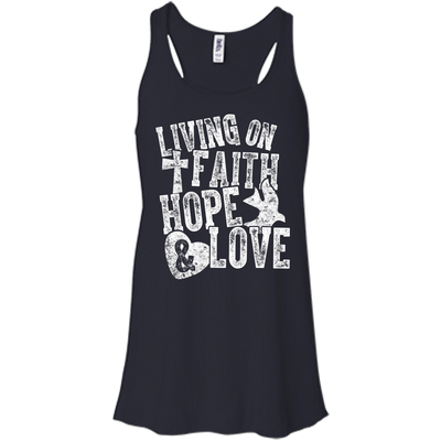 Living on Faith Hope and Love-T-Shirt & Hoodie-Women's Flowy Racerback Tank-Midnight