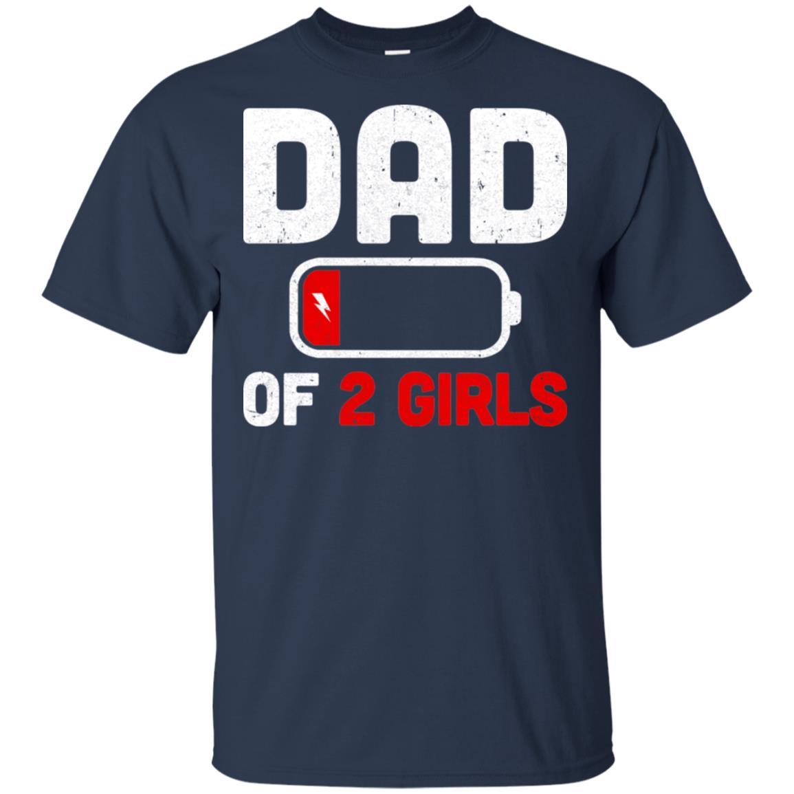 Funny Dad Of 2 Girls Fathers Day Gifts-T-Shirt & Hoodie-Classic T-Shirt-Navy