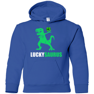 Irish Dinosaur Leprechaun St Patricks Day Luckysaurus Youth-Youth Shirt-Youth Pullover Hoodie-Royal