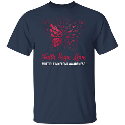 Faith Hope Love Butterfly Multiple Myeloma Awareness-T-Shirt & Hoodie-Classic T-Shirt-Navy