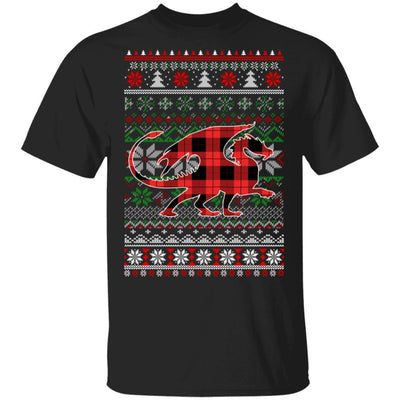 Dragon Red Plaid Ugly Christmas Sweater Funny Gifts-T-Shirt & Sweatshirt-Classic T-Shirt-Black