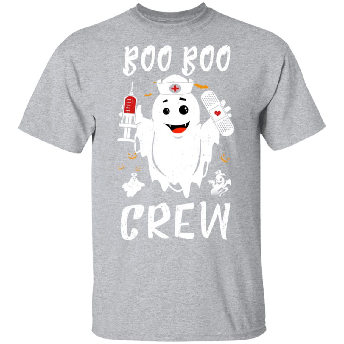 Boo Boo Crew Nurse Ghost Girls Funny Halloween Costume-T-Shirt & Hoodie-Classic T-Shirt-Sport Grey