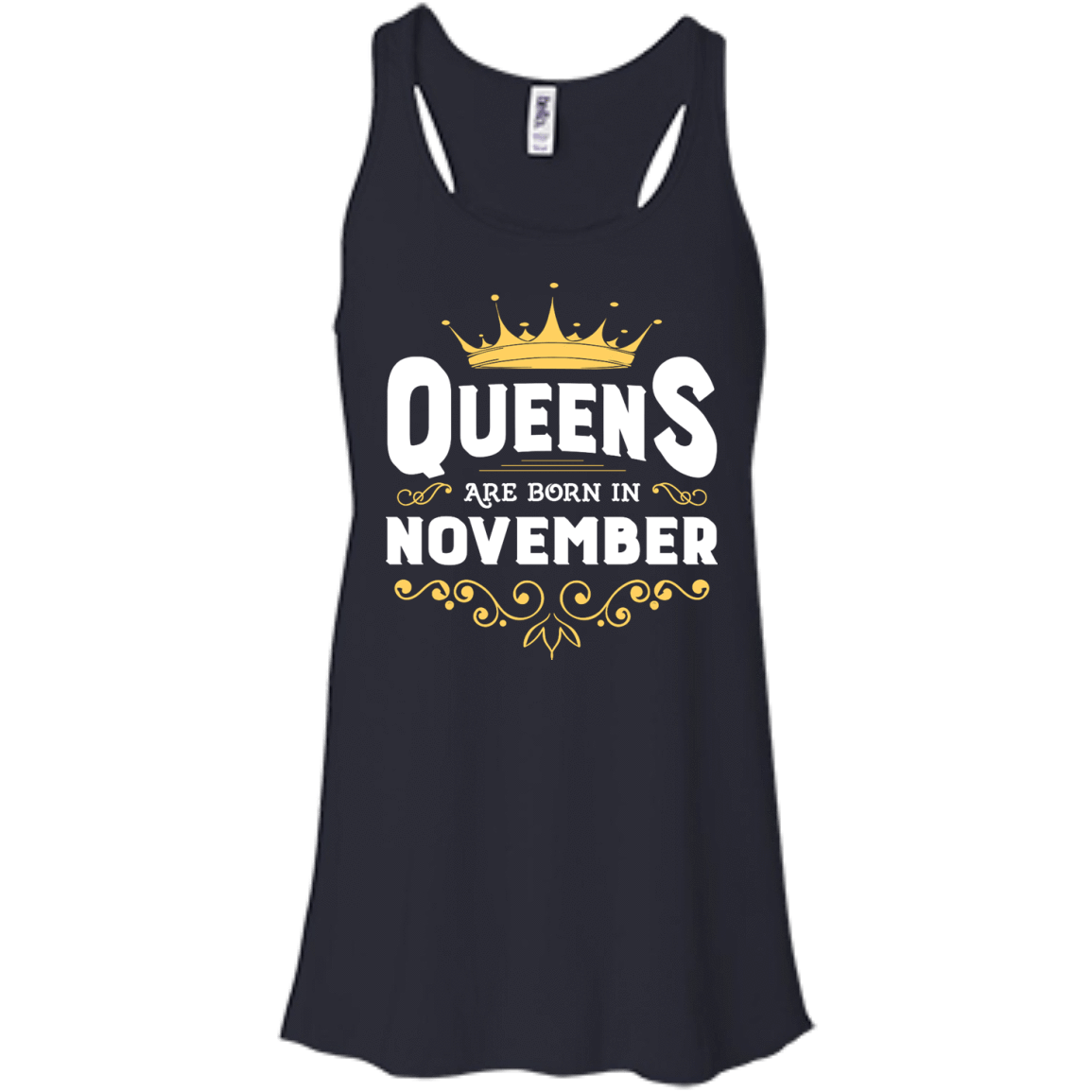 Queens Are Born In November-T-Shirt & Hoodie-Women's Flowy Racerback Tank-Midnight