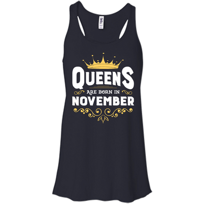 Queens Are Born In November-T-Shirt & Hoodie-Women's Flowy Racerback Tank-Midnight