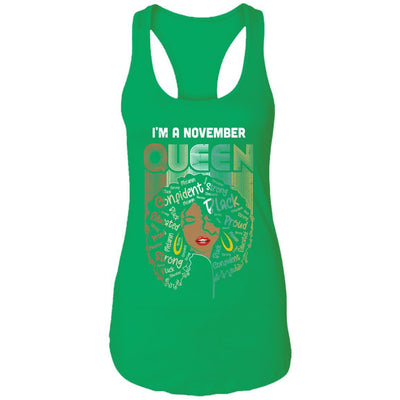 November Birthday For Women Gifts I'm A November Queen Girl-T-Shirt & Tank Top-Women's Ideal Racerback Tank-Kelly Green