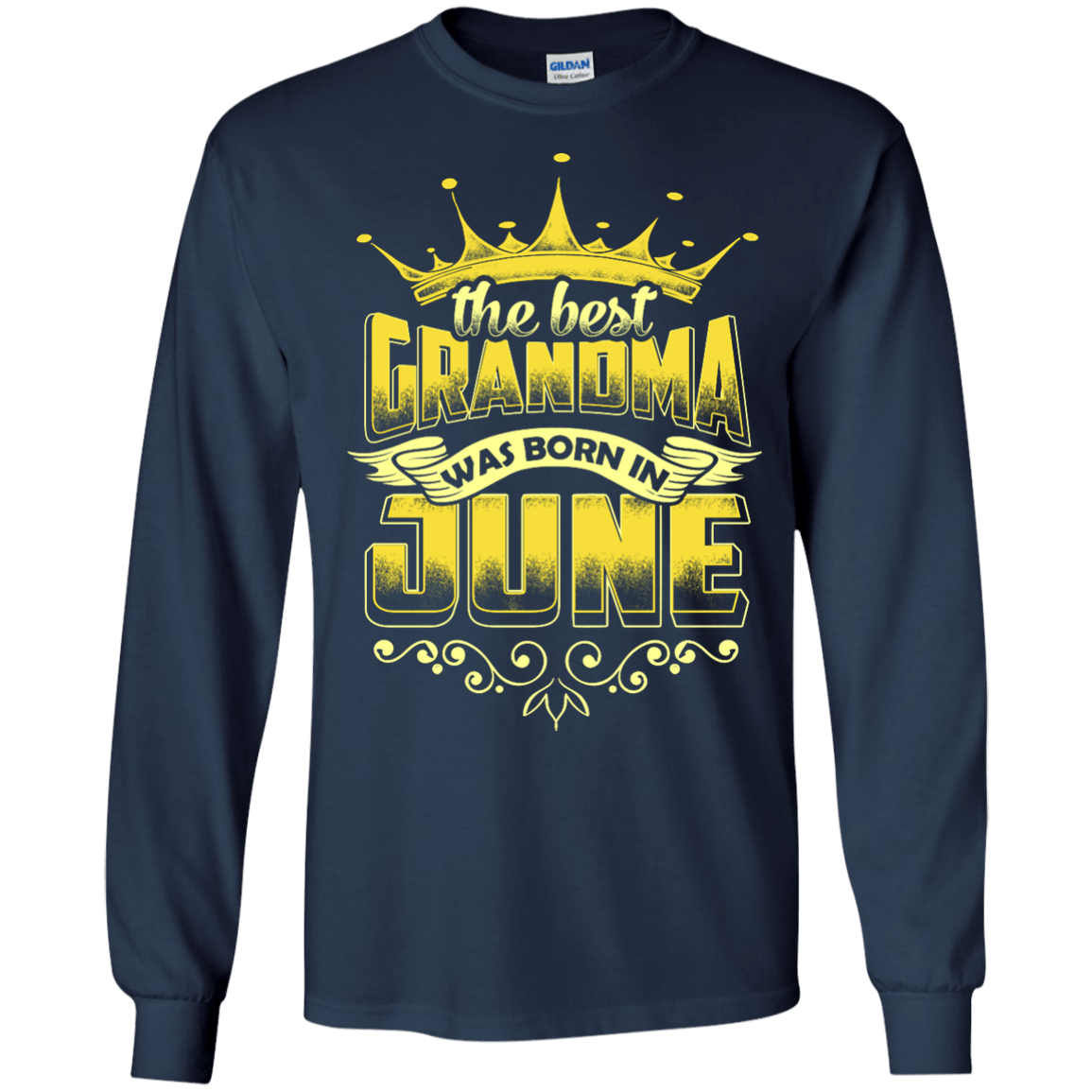 The Best Grandma Was Born In June-T-Shirt & Hoodie-Long Sleeve T-Shirt-Navy