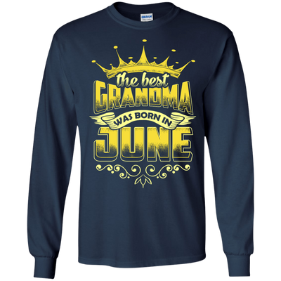 The Best Grandma Was Born In June-T-Shirt & Hoodie-Long Sleeve T-Shirt-Navy
