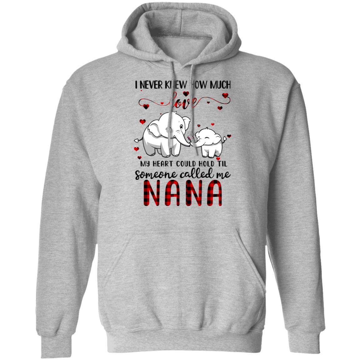 Someone Called Me Nana Elephant Red Plaid Mother's Day-T-Shirt & Hoodie-Pullover Hoodie-Sport Grey