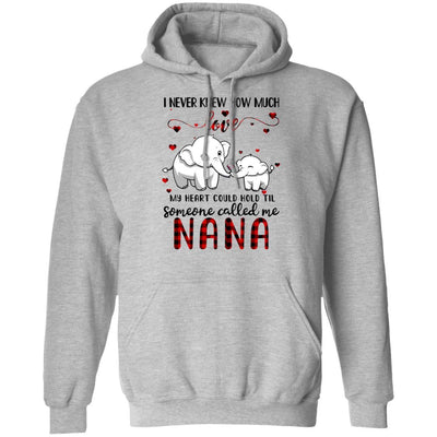 Someone Called Me Nana Elephant Red Plaid Mother's Day-T-Shirt & Hoodie-Pullover Hoodie-Sport Grey
