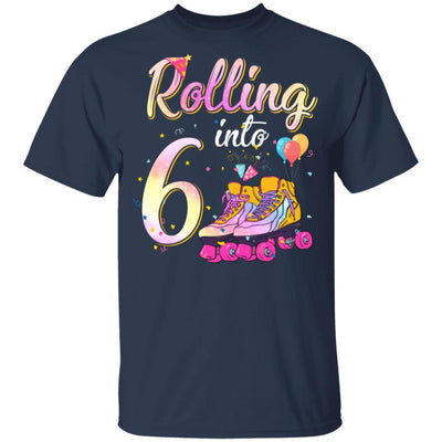 6 Years Old Birthday Girls Roller Skates 80's 6th Birthday Youth-Youth Shirt-Youth T-Shirt-Navy