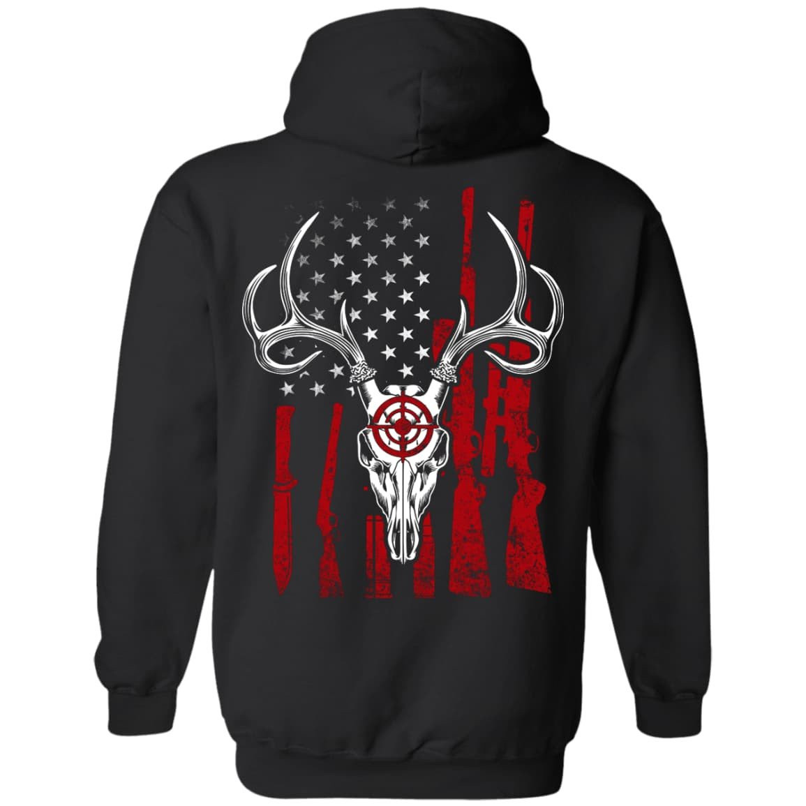 Deer Hunting American Flag-T-Shirt & Hoodie-Pullover Hoodie-Black