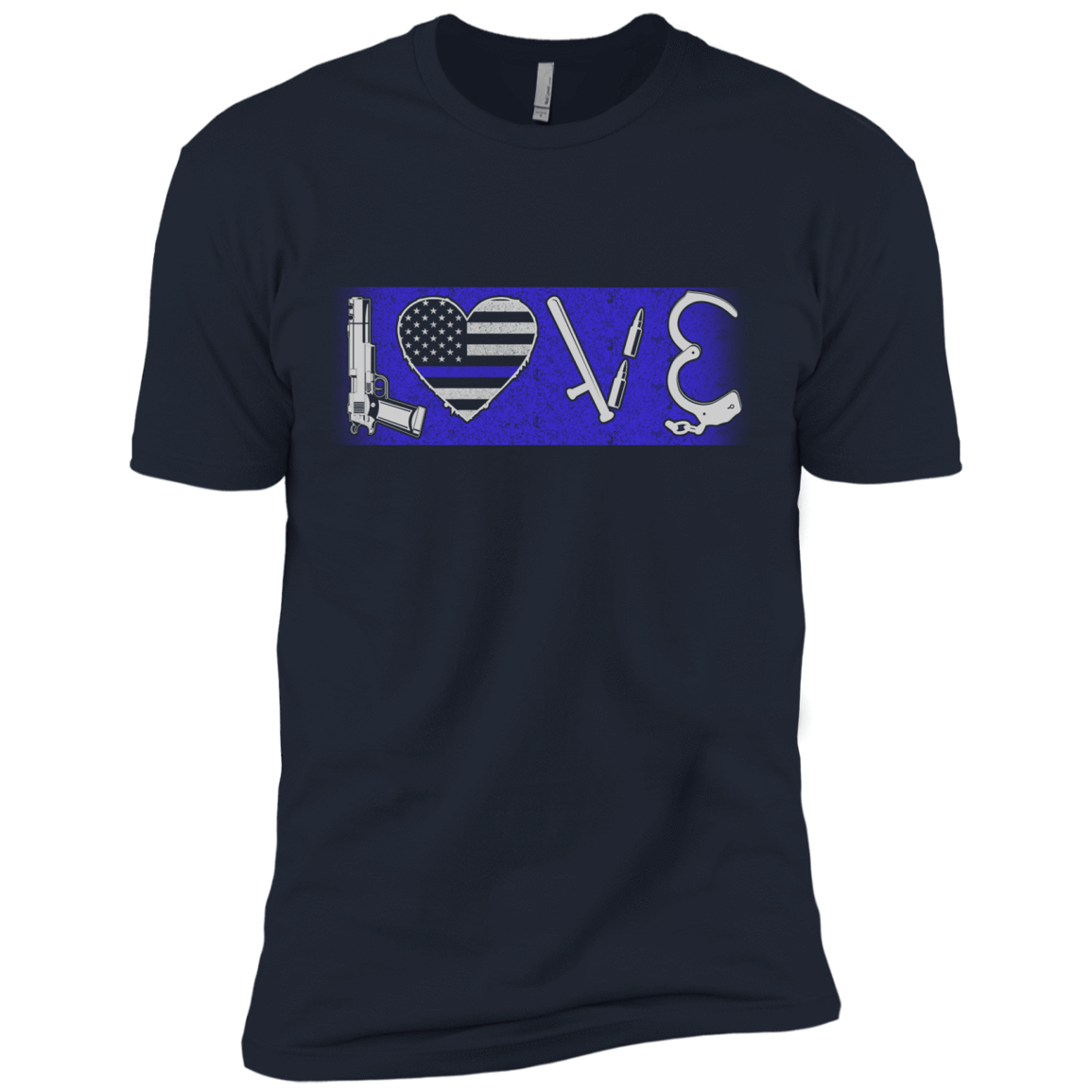 LOVE Thin Blue Line Police Officer-T-Shirt & Hoodie-Premium T-Shirt-Midnight Navy