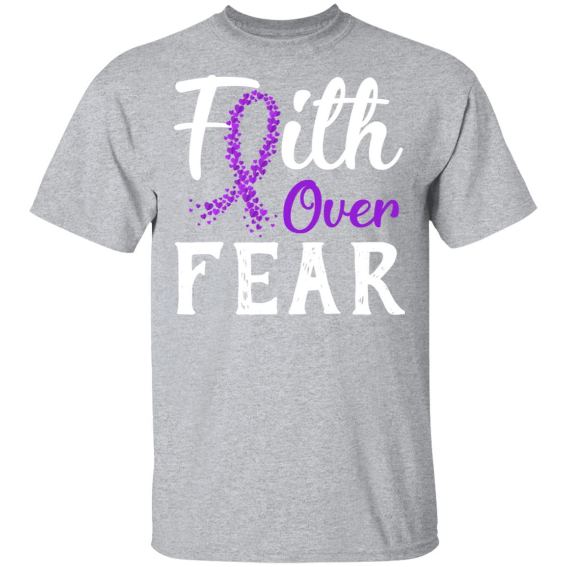 Alzheimer's Lupus Awareness Purple Faith Over Fear-T-Shirt & Hoodie-Classic T-Shirt-Sport Grey