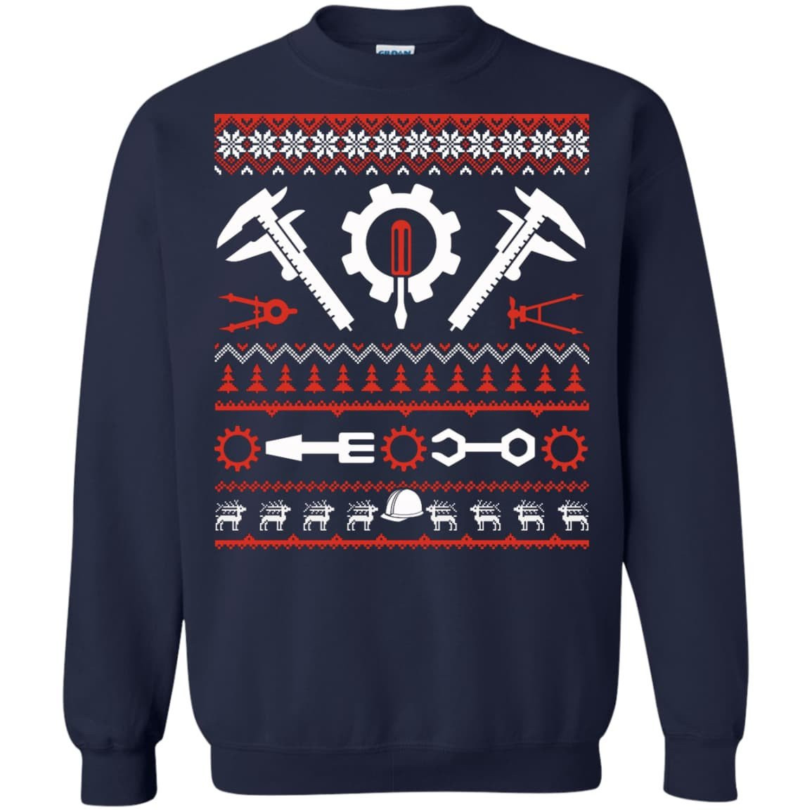 Engineer Christmas Sweater-T-Shirt & Hoodie-Crewneck Sweatshirt-Navy