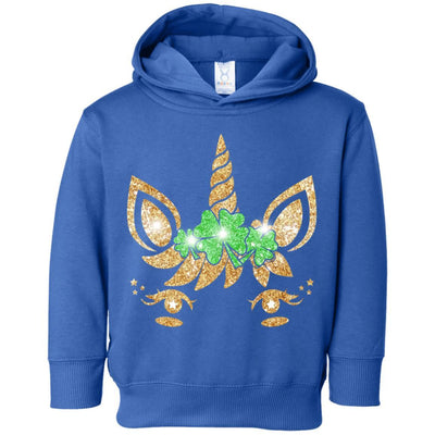 Unicorn Face Saint Patrick's Day For Girls Youth-Youth Shirt-Toddler Fleece Hoodie-Royal
